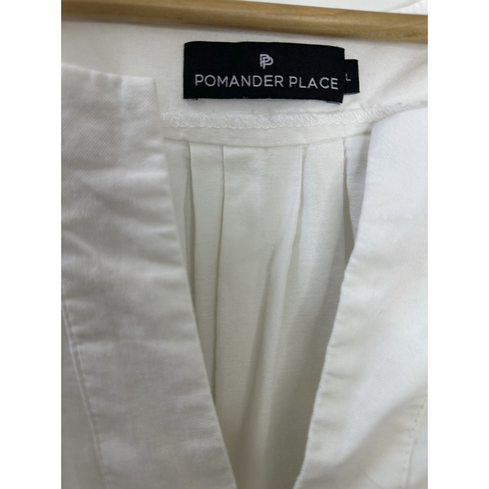 Pomander Place Tuckernuck Finley White Flutter Sleeve Dress Cotton Pockets Large - Picture 7 of 13